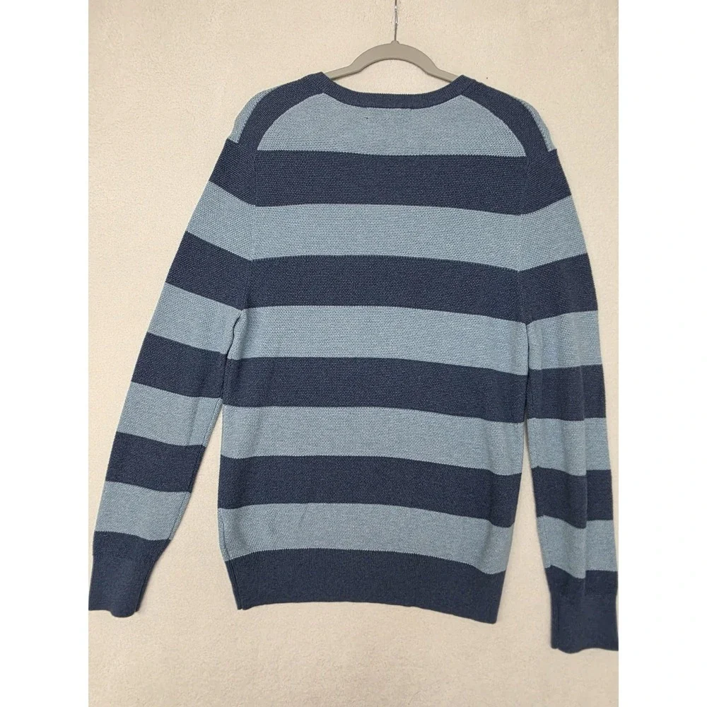 Brooks Brothers Sweater‎ Mens Medium Blue Striped Crewneck Cashmere Pullover